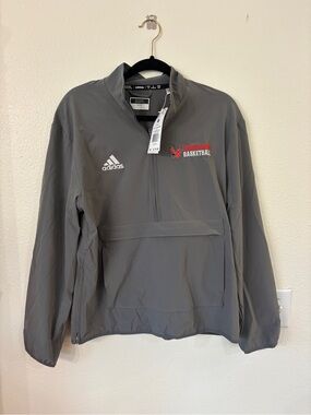 adidas Grey Pullover with Red Basketball Accent